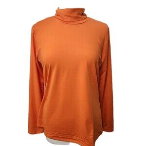 SSLR Womens Orange Turtleneck Top XL Long Sleeve Pullover Stretch Knit Halloween